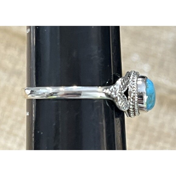 Southwestern Turquoise 925 Sterling Silver Statement Ring Handmade Ring 8.75 - Picture 4 of 7